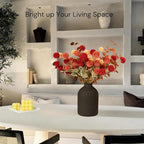 RyddeligHome Fall Flowers, Burnt Orange Faux Kiku Flowers Artificial 10 Stems + Eucalyptus, Fake Red Orange Mums Floral Centerpiece, Terracotta Mini Balls Faux Stems for Vase, Decoración de Otoño