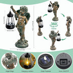 Solar Angel Garden Statues, Outdoor Angel Solar Hanging Lights Waterproof, Birthday Gifts for Mom Women Mother's Day, Cupid Boy Garden Figurines for Yard Decor Patio Porch Lawn Ornaments