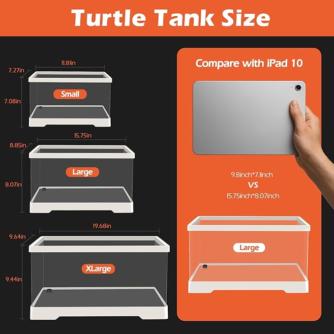 AZV Extra Large Turtle Tank Kit,Turtle Starter Habitat with Filter, Filter Plates,Basking Platform,Light,Stone,Plants,Durable PC Indoor Aquarium for Red Eared Sliders,Tortoises and Small Aquatic Pets