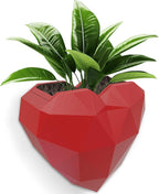 3.9In Red Heart Self-Watering Wall Planter, PLA 3D Printed No Drill Adhesive Planter with 200ml Capacity, Indoor Succulent Planter for Home Office Decor