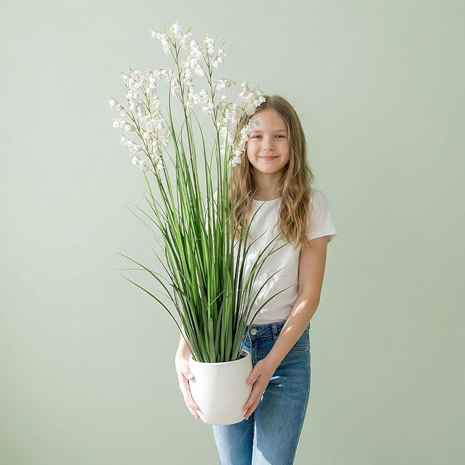 Fake Plants Home Decor Fake Flowers Artificial Plants Outdoor Tall Grass Plant Artificial Pampas Grass Decor Artificial Plants Indoor Fake Grass Living Room Decor Artificial Grass 36“2PCS White