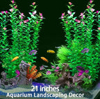 2 pcs Aquarium Decor Plants 21 Inches Extra Large Artificial Plastic Fish Tank Plants, Tall Fish Tank Decorations
