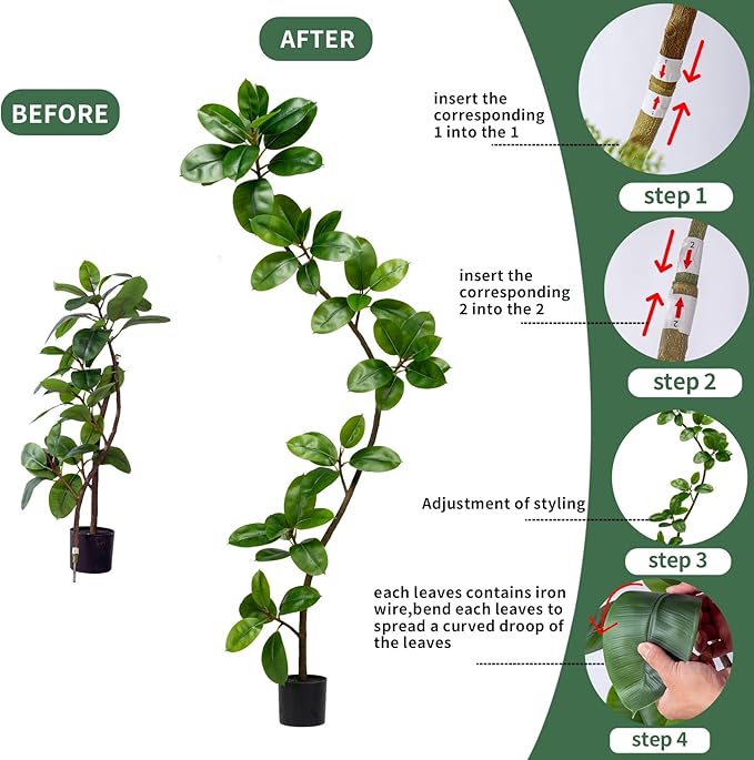 Bailikang 7.2ft Artificial Rubber Tree Faux Plants Indoor Faux Floor Artificial Trees Indoor,Fake Plant Fake Tropical Plants,Large Floor,Real Touch Rubber Tree for Home Decor