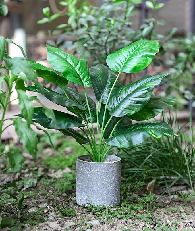 2pcs 16" Fake Plants Artificial Plants Tropical Faux Plants Indoor for Bathroom Kitchen Office Home Sage Green Decor