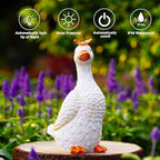 Goodeco Garden Goose Statue with Solar Butterfly - Outdoor Goose Decor for Unique Gifts for Mom & Garden Lovers (Off White)