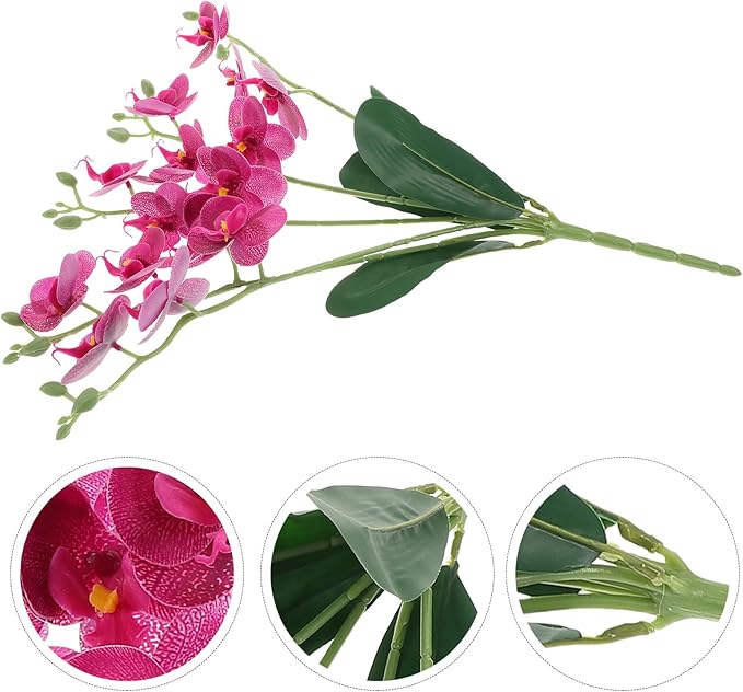 Artificial Butterfly Orchid Stems Purple Faux Phalaenopsis Flowers Realistic Indoor Floral Arrangement for Living Room Office Bedroom Home Décor