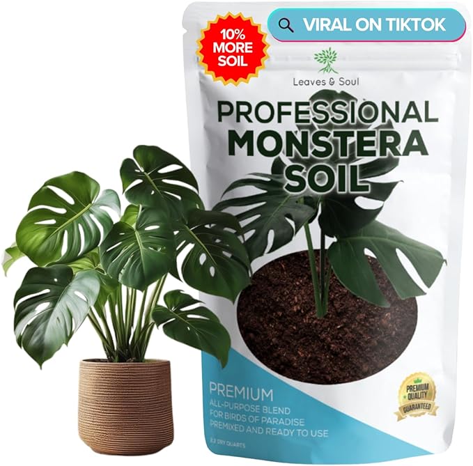 Professional Monstera Soil Potting Mix 2.2 Quarts Ready to Use, Premium Indoor Plant Soil for Monstera Plants, Peat Coco Coir Perlite Dolomite, Well Draining Dirt Monstera Made in USA