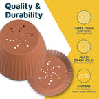 Terracotta 6-Inch Plant Pots with Drainage & Saucers 24 Pack, Indoor & Outdoor Planters for Houseplants, Herbs, and Flowers, Durable & Weatherproof Material, Stackable, Lightweight, Minimalist Design