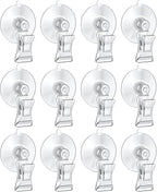 Pawfly 12 Pcs Aquarium Suction Cups with Clips, Plant Leaf Seaweed Clip, Fish Tank Accessories, Aquarium Suction Cup Clips, Clear Plastic Fish Feeding Tool, Underwater Fish Feeder, Veggie Feed Holder