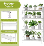VyGrow Plant Stand, 4 Tier Plant Shelf for Indoor Outdoor, Heavy Duty Metal Tall Plant Stands Holder Rack for Living Room Balcony and Garden, White