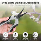 6.5" Ultra Sharp Pruning Shears, 2-Pack Garden Scissors with Stainless Steel Blades, Ergonomic Grip, Rust Resistant, Safety Lock, Trimming Scissors for Plants (1pc Straight & 1pc Curved)