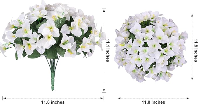 Ivydale Bougainvillea Artificial Flowers for Outdoors Spring Decor, 4 Bundles White Fake Outside Flowers Silk UV Resistant Realistic Faux Plants for Outdoor Planters Porch Patio Window Garden