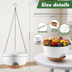 13-inch Oversized Hanging Planter Set of Two,Planters for Indoor and Outdoor Plants.Place Plant pots Across Diverse Settings Including windowsills,Living Room,and Gardens.White-Brown