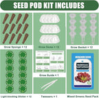 Mixed Greens Seed Pods Kit for Hydroponic, 12 Pods Grow Anything Hydroponics Kit for Indoor Garden, Hydroponics Supplies with 12 Grow Sponges, 12 Plant Baskets, Lettuce Seeds - 12 POD