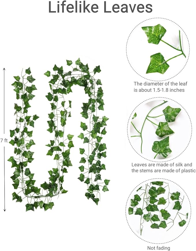 ARTKAIKE Fake Vines for Room Decor Aesthetic Artificial Plant Ivy Leaves Hanging Greenery Garlands for Home Bedroom Wall Wedding Party Decor (252FT 36PCS Vines)