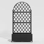 Casaphoria Metal Raised Garden Bed with Trellis and Wheels, 72"x35"x16" Planter Box for Climbing Plants, Vegetables & Vines, Features Drainage Holes and Privacy Screen (Black-Rhombus)