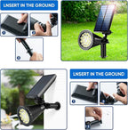 KEV 800 Lumens Solar Spot Lights Outdoor,4 Pack 18 LEDs Solar Flood Lights with 2 Modes &Adjustable &IPX65 Waterproof,Solar Spotlight for Driveway/Backyard/Patio Landscape/Tree/Garage(Warm White)