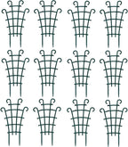 UWIOFF 12 Pack Trellis for Potted Plants, Garden Trellis for Climbing Plants Plastic Mini Climbing Plant Trellis Flower Pots Support Stackable Trellis for Climbing Plants Peas, Dark Green