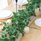 mizii 2 Strands Artificial Vines Garland 68" Fake Vine with Small Green Leaves Silk Rose Leaf Faux Hanging Plants Greenery Decorations for Bedroom Room Table Centerpieces Wedding Decor (Rose Leaves)