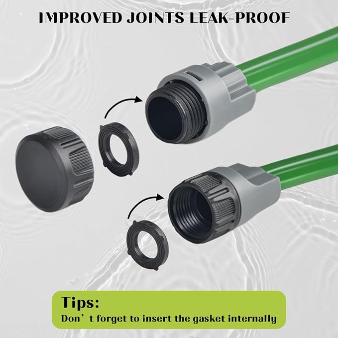 prinkler Soaker Hose for Yard 50 FT with Holes, Flat Garden Soaker Hose with Staples, Heavy Duty No-Kink Drip Hose Sprinkler Watering Drip Irrigation Hoses for Lawn Vegetable Garden Watering System