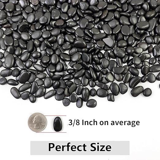 YISZM 10LB Succulent and Cactus Black Pebbles, 3/8 Inch Natural Decorative Polished Stones, River Rocks for Indoor Plants, Vases, Planters and Outdoor Gardening