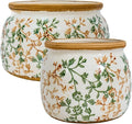 Vintage Ceramic Flower Pots - Indoor Outdoor Planters with Drainage Holes & Filter Screen, 6.5’’& 9’’ Rustic Farmhouse Decorative Plant Pots for Garden/Patio (Bicolor Vines, Small to Large Bundle)