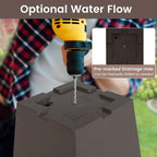 Giantex Square Taper Planter Set of 2, Self-Watering Flower Pots with/Removable Inner Bucket & Drainage Holes, Indoor Outdoor Decorative Plant Container for Porch Balcony (Brown,11.5"x11.5"x22.5")