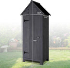 VINGLI Outdoor Wooden Storage Shed, Garden Shed Outside Tool Cabinet with Safety Latch, Patio Storage Organizer (Dark Grey)