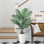 Palm Tree 5FT Artificial, 60in Tall Faux Palm Tree with 15.7 White Planter, Fake Potted Tree for Indoor & Outdoor Home Office Decor