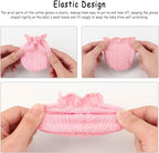 BQUBO Baby Turban Hats and Mittens Set Newborn Infant Hospital Hats Caps with Bows for Baby Boys Girls 0-12 Months