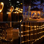 Brightown Solar Rope Lights, 39FT 100LED Outdoor Solar String Lights, IP65 Waterproof Solar Powered Fairy Lights with 8 Lighting Modes for Party Garden Patio Pool Backyard Tree Decoration, Warm White