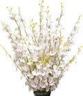 White Silk Flowers in Bulk Wholesale Artificial Orchids, 12 Pcs (Each 38.5”), for Wedding Festive Party Home Office Decoration, No Include Vase