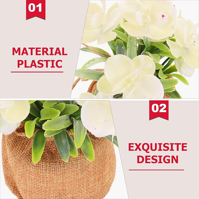Faux Phalaenopsis Orchid Bonsai in Pot, Realistic Fake Orchid Flowers White Spray, Home Decor Artificial Phalaenopsis for Living Room and Office Table Display