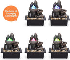 Tabletop Fountain Rotating Ball Rock Waterfall Fountain Office Tabletop Fountains for Home Office Decor Includes Many Natural River Rocks Decorated with Colorful Lights and Rolling Ball