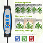 Black Grow Light, Full Spectrum LED Plant Lighs for Indoor Growing with 6/12/16H Timer, 3 Color Modes, 5 Brightness, 10"-60" Height Adjustable Grow Lamp for Tall Indoor Plants (3 Pack)
