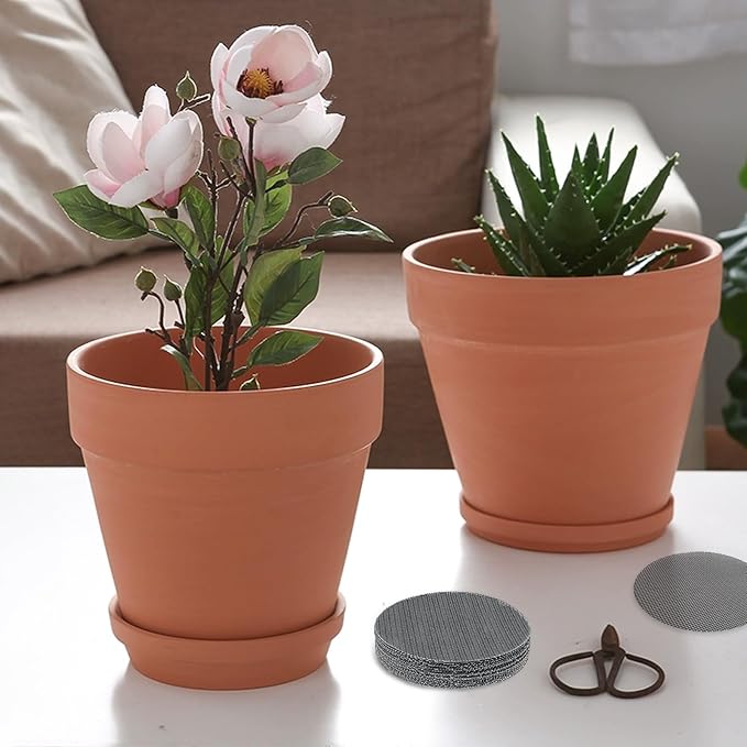 60 Pcs 4 inch Round&Square Flower Pot Hole Mesh Pad Plant Drainage Screens Gasket Bonsai Pot Bottom Grid Mat Mesh for Bottom of Planters Stop Soil from Falling Out