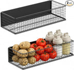 ULIBERMAGNET Magnetic Baskets Fridge Organizers, Large Capacity Metal Wire Mesh Basket Spice Rack for Fridge Storage, Magnetic Shelf for Garage, Laundry, Kitchen, Workshop, Cabinet(2 Pack)