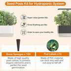 Hydroponic Pods Kit: Compatible with AeroGarden Herb Kits with 100 Grow Sponges; 10 Pods Lable, Highly Breathable - Indoor Garden Kit Supplies for Most Brands