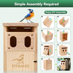 Bird Houses for Outside, Durable Birdhouse with Dual Entrances, Weatherproof & Perfect for Bluebirds, Wrens, Finches & Swallows(Assembly Required)