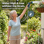 LINODI Metal Garden Hose, 100ft Stainless Steel Garden Hose – 3/4" GHT Solid Brass Connectors – Heavy Duty Flexible Metal Water Hose with 10-Way Spray Nozzle – Kink-Free Watering Kit