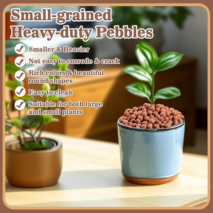 Sukh Clay Pebbles for Plants - 14 OZ Pebbles for Indoor Plants Clay Used for Drainage, Decoration, Aquaponics, Hydroponics and Other Gardening Essentials Hydroton Small Pebbles Leca