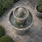 Teamson Home 36.5 in. Outdoor 3-Tier Zen-Style Pedestal Water Fountain in. with Stone Trim with Pump and 2.64 Gallon Capacity, Stone Gray