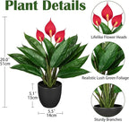 GnFlus 20'' Realistic Red Anthurium Artificial Potted Plant, Fake Flowers for Home Office Farmhouse Kitchen Bathroom Table Shelf Decor