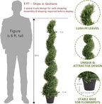 THE BLOOM TIMES 5ft Artificial Topiary Trees Set of 2, Faux Cedar Cypress Spiral Topiary Trees Outdoor - Fake Plants for Garden Front Porch Indoor Outside Planter Decor 5 Foot