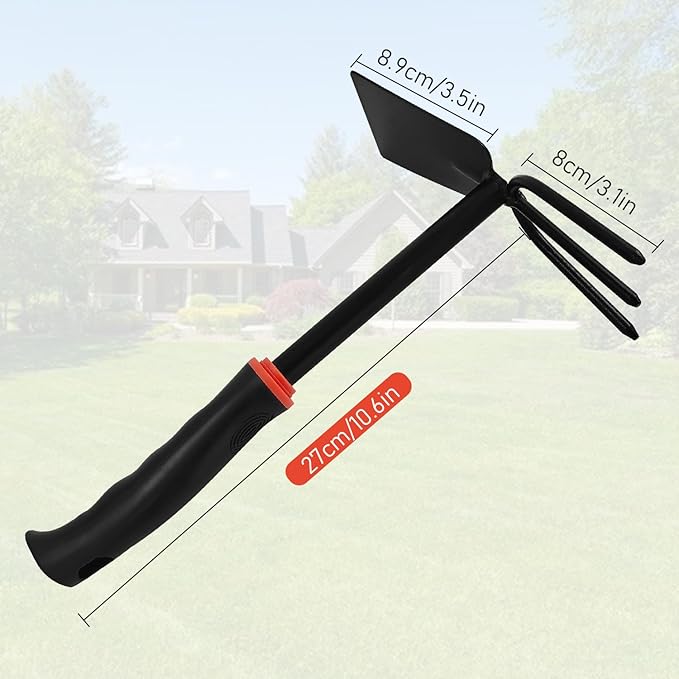 FR Hand Hoe and Cultivator Tool – 2-in-1 Garden Weeder Rake with Ergonomic Grip – Manual Soil Loosener for Tight Spaces, Pots & Vegetable Gardens