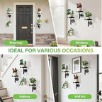 DELLAN Wall Plant Holder, 3 Pack Metal Wall Planters Stand Hanging Shelves for Indoor Plants, Window Sill Plant Decor for Bedroom, Bathroom, Living Room, Home, Office, BlackGold
