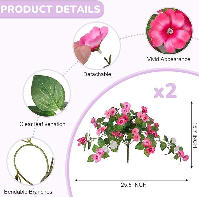 INXUGAO Artificial Fake Flowers for Outdoors Spring Decoration 2 Bundles Faux Flowers Plants for Outdoor Planters UV Resistant Silk Realistic Flowers for Outside Home Garden Front Porch Patio Décor