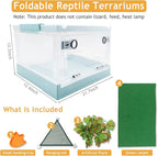 RunDuck Travel Portable Foldable Terrarium Kits for Reptiles -Heat-Resistant Material, Easy to Move with Wheels, Includes Plant, Feeding Bowl, and Carpet for Snakes, Lizards, Tortoises, and Leopard