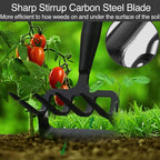 Stirrup Hoe and Cultivator Garden Tool Heavy Duty, Scuffle Loop Action Hoe Weeding Gardening Hand Tools for Women Kids Men, Metal Weeder Scraper Garden Hoe Rake Weed Puller Long Handle 32-62 inch