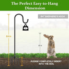 84" Shepherds Hooks for Outdoor with 7 Prongs Base, Heavy Duty Bird Feeder Pole for Hanging Lantern, Hummingbird Feeder, Shepherds Hook for Bird Feeders for Outside,1 Pack, Black